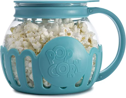 Ecolution - Palomitero MicroPop patentado para microondas con vidrio seguro para temperatura, tapa 3 en 1 mide granos y derrite mantequilla, hecho