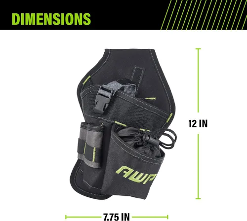 Miniatura 3 de AWP Bolsa de herramientas para electricista, organizador de bolsa de utilidad multibolsillos premium profesional, resistente de cuero