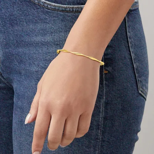 Miniatura 2 de Pulsera trenzada de oro amarillo italiano de 10 quilates Canaria