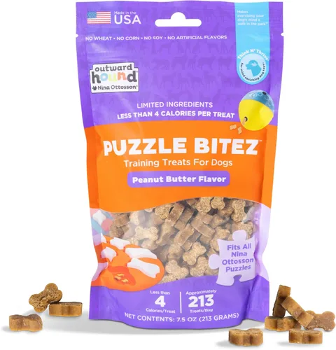Miniatura 11 de Outward Hound by Nina Ottosson Puzzle Bitez Golosinas para perros, sabor a tocino de manzana, recompensa de entrenamiento del tamaño de un bocado