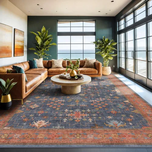 Miniatura 185 de Alfombra Boho Negra para Sala de Estar - Alfombra de Área Lavable de 10x14 Pies, Alfombras de Comedor para Debajo de la Mesa, Alfombra Suave de Pelo