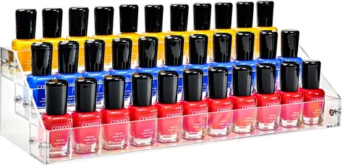 Miniatura 7 de Soporte de estante de 3 capas de acrílico transparente para organizador de esmalte de uñas, almacenamiento de aceite esencial, gafas de sol