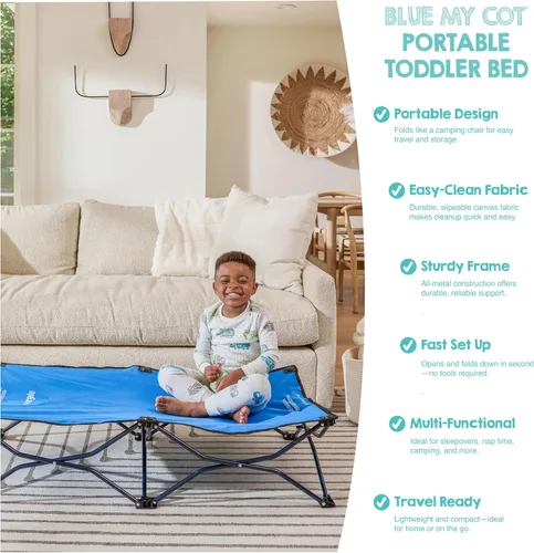 Miniatura 6 de Regalo My Cot® Cama portátil para niños pequeños, azul real, 48 x 24 x 9 pulgadas (paquete de 1)