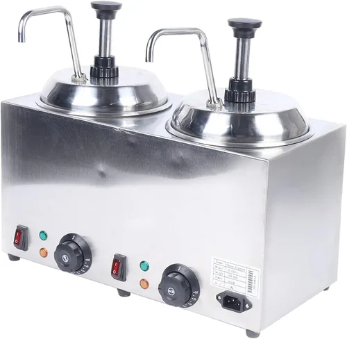Dispensador de queso de nacho eléctrico comercial dispensador de dulce de azúcar caliente, máquina de nachos de acero inoxidable con 2 bombas para