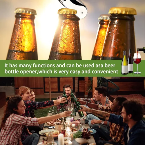 Miniatura 7 de Abridor de vino profesional, el mejor abridor de botellas para cerveza o vino, sacacorchos todo en uno, la elección favorita de sumillers, camareros