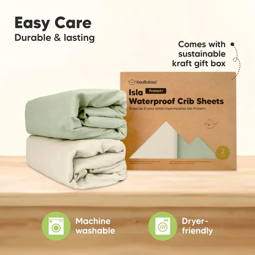 Miniatura 8 de Paquete de 2 sábanas impermeables para cuna de bebé para niños y niñas - 52x28 sábanas para cama de niño pequeño de viscosa derivada de bambú