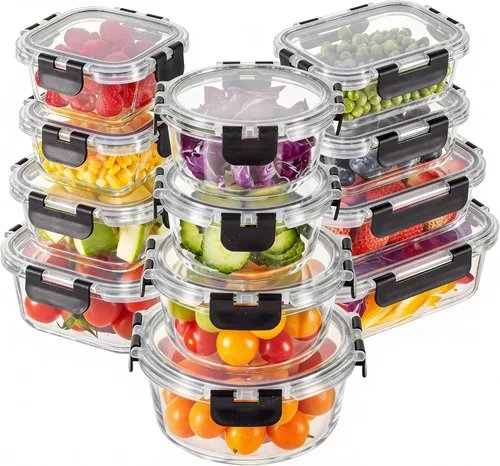Miniatura 10 de Liuruiyu - Paquete de 8 contenedores de vidrio para almacenamiento de alimentos con tapas, contenedores para preparación de comidas, cajas Bento