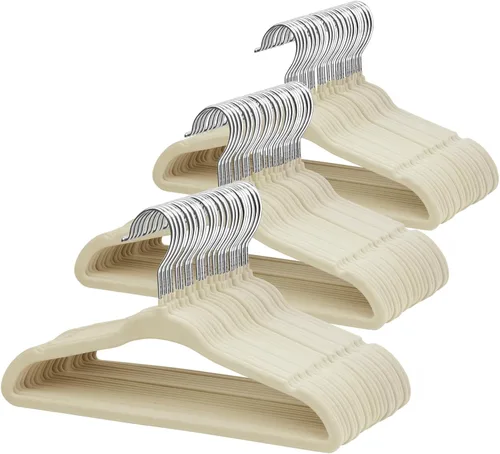 Miniatura 20 de ManGotree Perchas de terciopelo para bebés, perchas para niños y niños, para ahorrar espacio, antideslizantes, paquete de 15 unidades (beige)