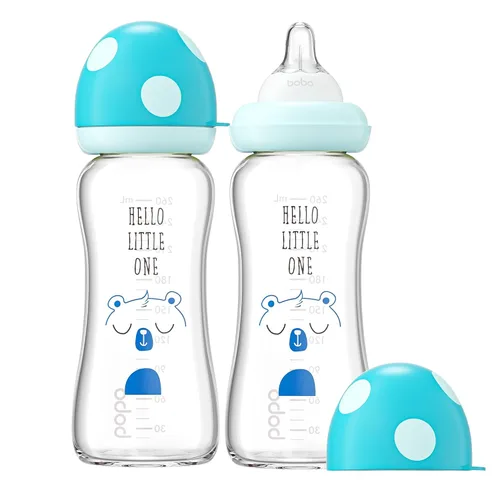 Miniatura 12 de YOHKOH Biberón de vidrio natural con pezón de flujo lento de nivel 1, biberones anticólicos para recién nacidos, botella de vidrio de cuello ancho