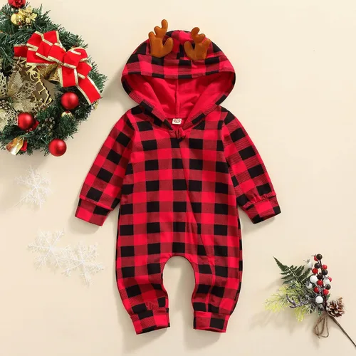 Miniatura 2 de Mameluco de Navidad para bebé, niña, niño, ropa de manga larga con capucha, overol de Navidad para bebé, primer traje de Navidad