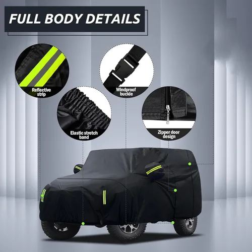 Miniatura 3 de Migaven Car Cover Custom Fit for Jeep Wrangler 2 Door 1987-2026 JK JL CJ YJ TJ, Waterproof Rain Sun Protection with Door Zipper & Inner Cotton