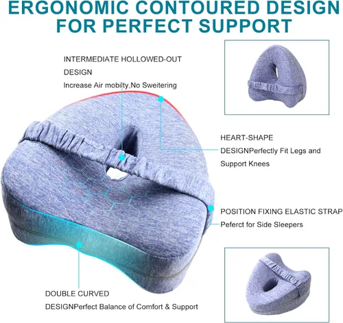 Miniatura 4 de SWZEC Leg Alignment Pillow - Orthopedic Memory Foam Support Pillow for Side Sleepers (Blue)
