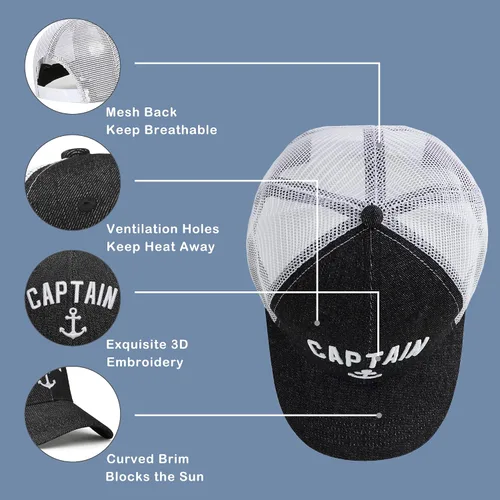 Miniatura 5 de Sombrero de capitán al aire libre, sombrero de caza, sombrero de pie grande, gorra de béisbol de montaña, gorra de camionero para hombres y mujeres