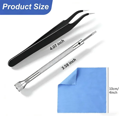 Miniatura 6 de Kit de reparación de lentes con tornillos, kit de reparación de lentes todo en uno con destornillador de precisión, pinzas, paño de limpieza