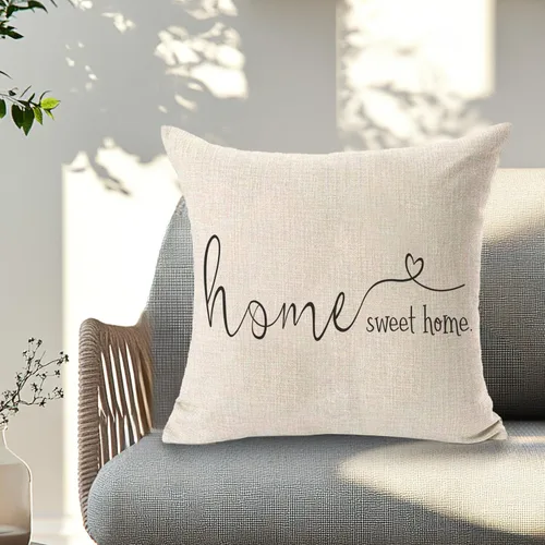 Miniatura 2 de Fundas de almohada decorativas estilo casa de campo con citas "Home Sweet Home", 18 x 18 pulgadas, funda de cojín lumbar decorativa para casa