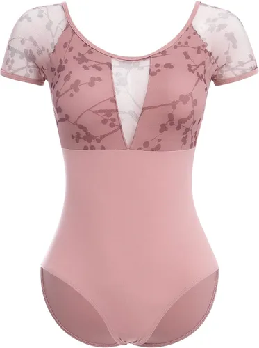 Miniatura 25 de AFAVOM Leotardos de ballet para mujeres adultas con estampado de flores de mariposa sin espalda, leotardos de gimnasia con brasier y prácticas