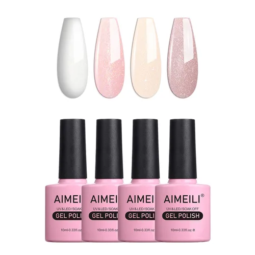 Miniatura 17 de AIMEILI Esmalte de uñas de gel transparente de gelatina helada para remojar UV LED sin hema, esmalte de uñas para el hogar, kit de barniz de SET4-21
