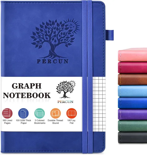 Miniatura 15 de PERCUN Cuaderno rayado para hombres y mujeres, 160 páginas con rayas universitarias para escribir, cuadernos A5 de cuero de tapa dura para el Marrón