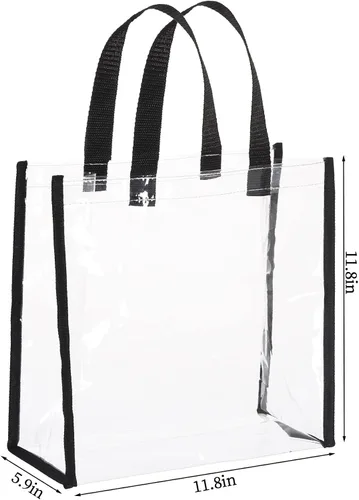 Miniatura 2 de Yolyoo Paquete de 6 bolsas transparentes de plástico transparente, bolsa transparente aprobada para estadios, bolsa de playa transparente de 12 x 12