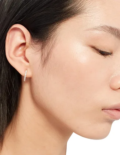 Miniatura 9 de Aretes de aro pequeños de plata de ley 925 con circonita cúbica, aretes de aro pequeños para mujeres y niñas, regalo de San Valentín, cumpleaños