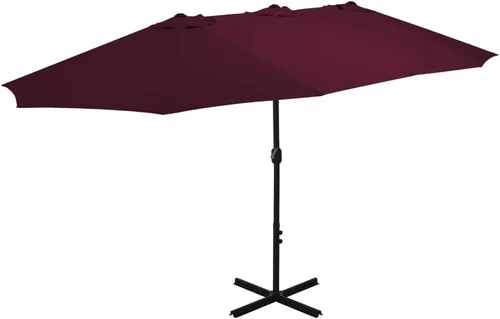 vidaXL Sombrilla de jardín con doble parte superior y base cruzada para patio al aire libre Bordeaux Rojo