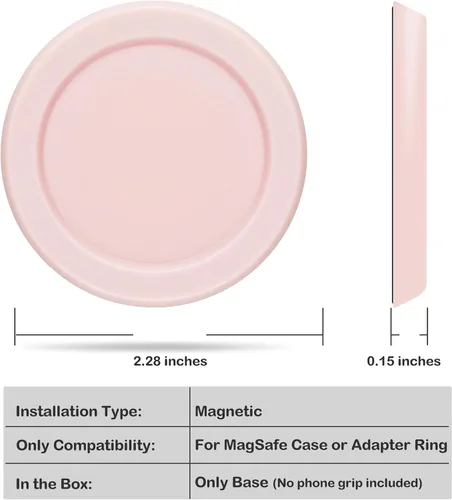 Miniatura 3 de metisinno Base magnética básica compatible con agarres de teléfono PopSocket y fundas MagSafe para iPhone, color rosa