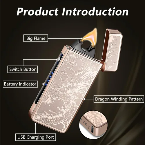 Miniatura 3 de Dragon - Encendedor eléctrico de arco – Encendedor de plasma recargable USB C para campamento, iniciadores de fuego, velas y equipo al aire libre
