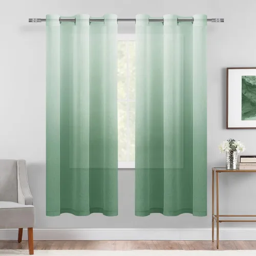 Miniatura 59 de DWCN Cortinas Transparentes Ombré - Cortinas de Lino Sintético con Gradiente Semi Voile con Ojales en la Parte Superior para Dormitorio y Sala