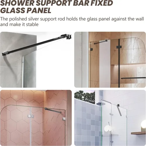 Miniatura 6 de Barra de soporte para puerta de vidrio de ducha, soporte de pared a vidrio para 1/4 pulgadas (0.236 in), 5/16 pulgadas (0.315 in), panel de vidrio