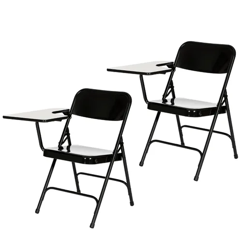 Miniatura 15 de OEF Furnishings OEF5200 Series Sillas plegables resistentes con brazo para tableta, marco de acero, superficie de escritura, soportes dobles