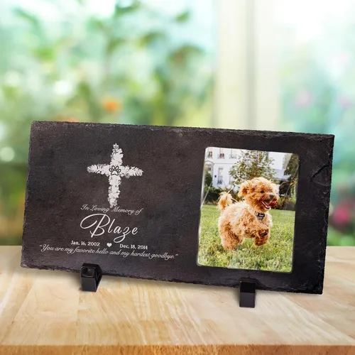 Miniatura 16 de Farfume Piedras conmemorativas personalizadas para mascotas con foto y texto Marcadores personalizados para tumbas para mascotas Lápidas