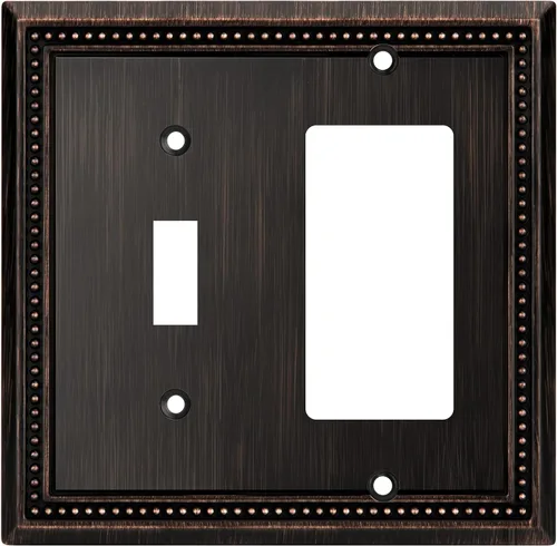 Miniatura 13 de Henne Bery Sunken Pearls - Placa de pared decorativa resistente para interruptor, cubierta para tomacorrientes (doble dúplex, níquel satinado)