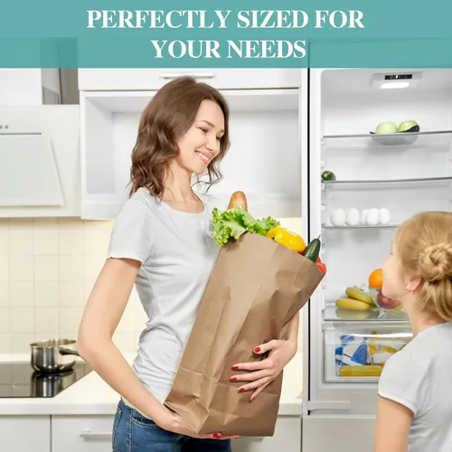 Miniatura 5 de MUCHII Bolsas de Papel Kraft de 57 LB 50 Unidades, Bolsas Grandes de Papel Marrón de Supermercado para Almacenamiento, Compras