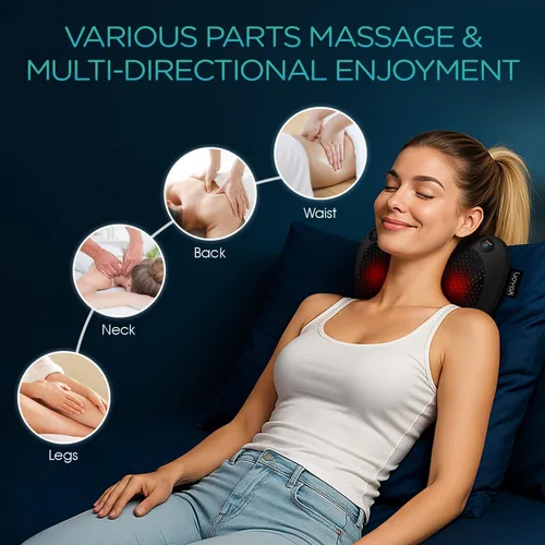 Miniatura 4 de Shiatsu Masajeador de cuello y espalda con calor, almohada de masaje de tejido profundo 3D para espalda baja, hombro, pantorrilla, pie, uso en casa