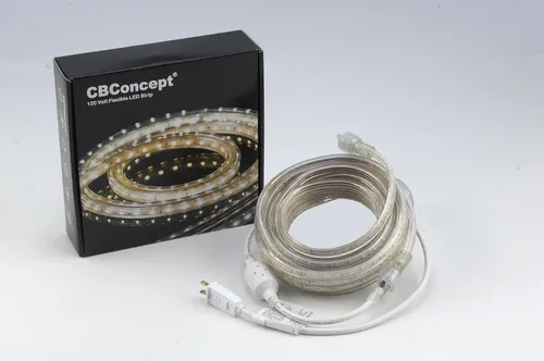 Miniatura 4 de CBconcept Listado UL, 65 pies, súper brillante, 18000 lúmenes, 3000 K blanco cálido, regulable, tira de luz LED plana flexible de 110-120 V CA, 1200