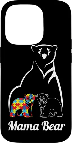 Miniatura 17 de Funda para iPhone 14 Pro Max para concientización sobre el autismo, mamá oso, mamá y niño