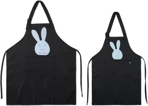 Miniatura 13 de Paquete de 2 delantales personalizados para padres e hijos, delantales ajustables con foto con nombre personalizado para cocina, cocina, hornear
