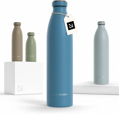 Miniatura 13 de LARS NYSØM Botella de agua XL de acero inoxidable aislada 12oz 17oz 25oz 34oz 51oz Botella térmica aislada para bebidas calientes y frías Azul