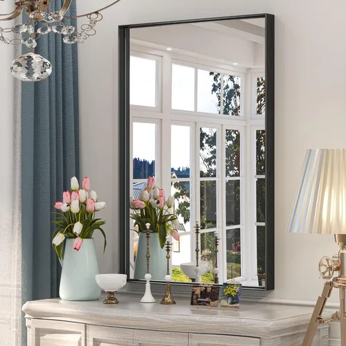 Miniatura 78 de Keonjinn - Espejo rectangular con marco negro para baño de 40 x 30 pulgadas, espejo de pared para sobre el lavabo, espejos de tocador de metal