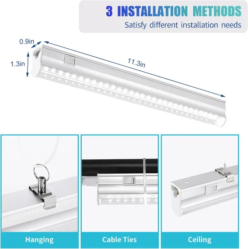Miniatura 6 de Hywymlait T5 - Luces de cultivo para plantas de interior, espectro completo de 5000 K, lámpara LED de cultivo de 1 pie, tiras de luz de cultivo