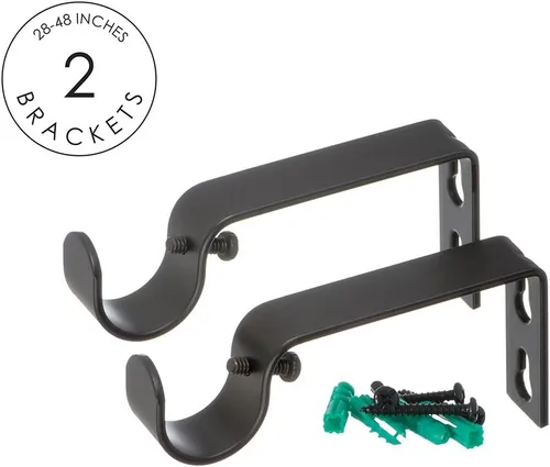 Miniatura 3 de Ivilon Barra de cortina decorativa para ventana, remates cuadrados tallados, barra de 1 1/8 pulgadas, 28 a 48 pulgadas, negro antiguo