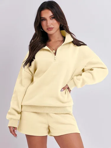 Miniatura 2 de Prinbara Conjunto deportivo de 2 piezas para mujer, sudadera de cuello con media cremallera, ropa de descanso, ropa Y2K