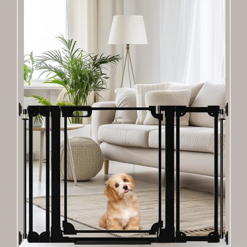 Miniatura 12 de WAOWAO Puerta de acrílico transparente extra alta de 40 pulgadas para bebés y niños con doble cerradura, 29.5-37.37 pulgadas de ancho, puerta