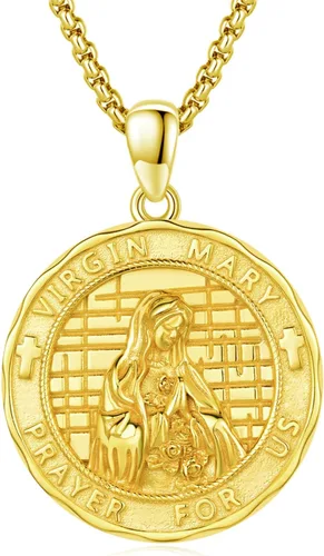 Miniatura 31 de Collar con colgante de plata de ley 925 con medalla de San Patrón, joyería religiosa para hombres y mujeres, con cadena de acero inoxidable 316L