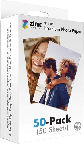 Zink Papel fotográfico instantáneo prémium de 2 x 3 pulgadas (paquete de 50) compatible con cámaras e impresoras Polaroid Snap, Snap Touch, Zip y