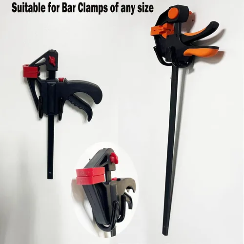 Miniatura 5 de Paquete de 2 ganchos de abrazadera de barra, clip de almacenamiento de pared, soporte de abrazadera, sostiene cualquier tamaño, se dobla para varios