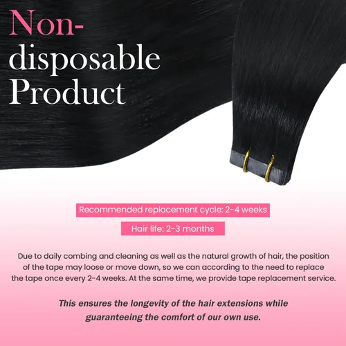 Miniatura 6 de Extensiones de cabello humano real color negro azabache, extensiones de cabello humano 100% Remy, sedosas y lacias, para mujeres, 20 unidades por