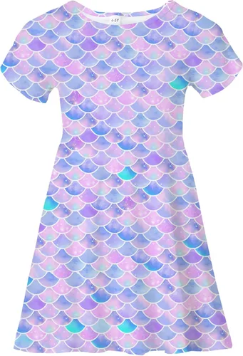 Vestidos para niñas con estampado lindo, de manga corta, vestidos casuales de verano para niñas de 4 a 10 años