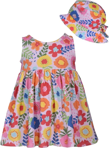 Bonnie Jean Vestido de verano para niña Vestido floral de primavera con sombrero para bebés y niñas pequeñas