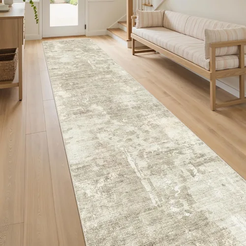 Miniatura 21 de Alfombra de pasillo Soalmost 2'6" x 10' lavable, alfombra antideslizante para cocina, baño, lavandería, alfombras vintage ultra delgadas para Beige